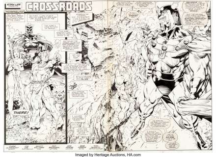 Jim Lee & Scott Williams The Uncanny X-Men #274 Savage Land Double-Page Spread 2–3 original art
